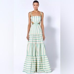 Alexis Theresa Striped Cut-Out Maxi Dress- Size Small; Color: Santorini